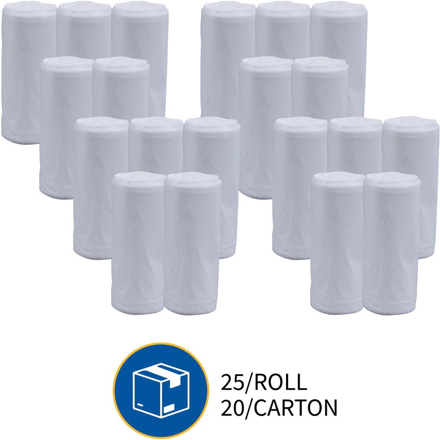 Genuine Joe Clear Trash Can Liners - Small Size - 16 gal Capacity - 24" Width x 33" Length - 0.60 mil (15 Micron) Thickness - Low Density - Clear - 500/Carton