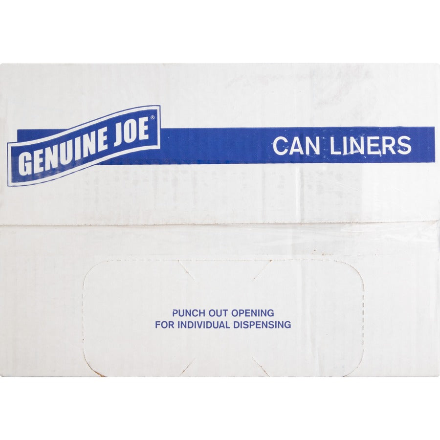 Genuine Joe Clear Trash Can Liners - Medium Size - 30 gal Capacity - 30" Width x 36" Length - 0.60 mil (15 Micron) Thickness - Low Density - Clear - 250/Box