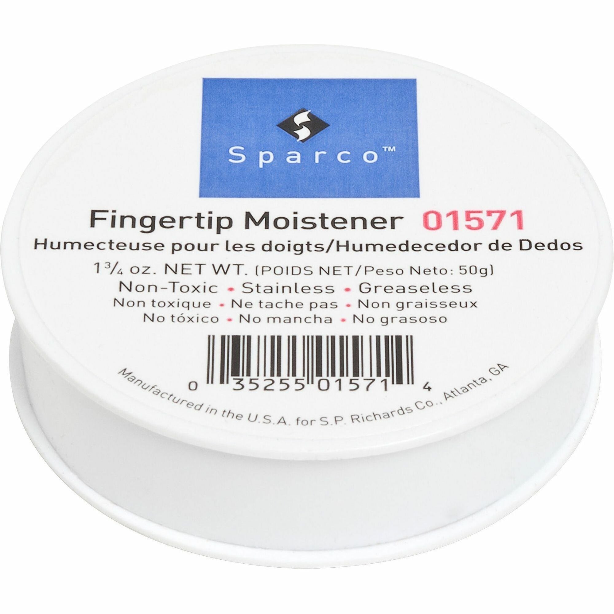Sparco 1 3/4 Ounce Fingertip Moistener - White - Non-slip, Greaseless, Stainingless, Odorless - 1 Each - 