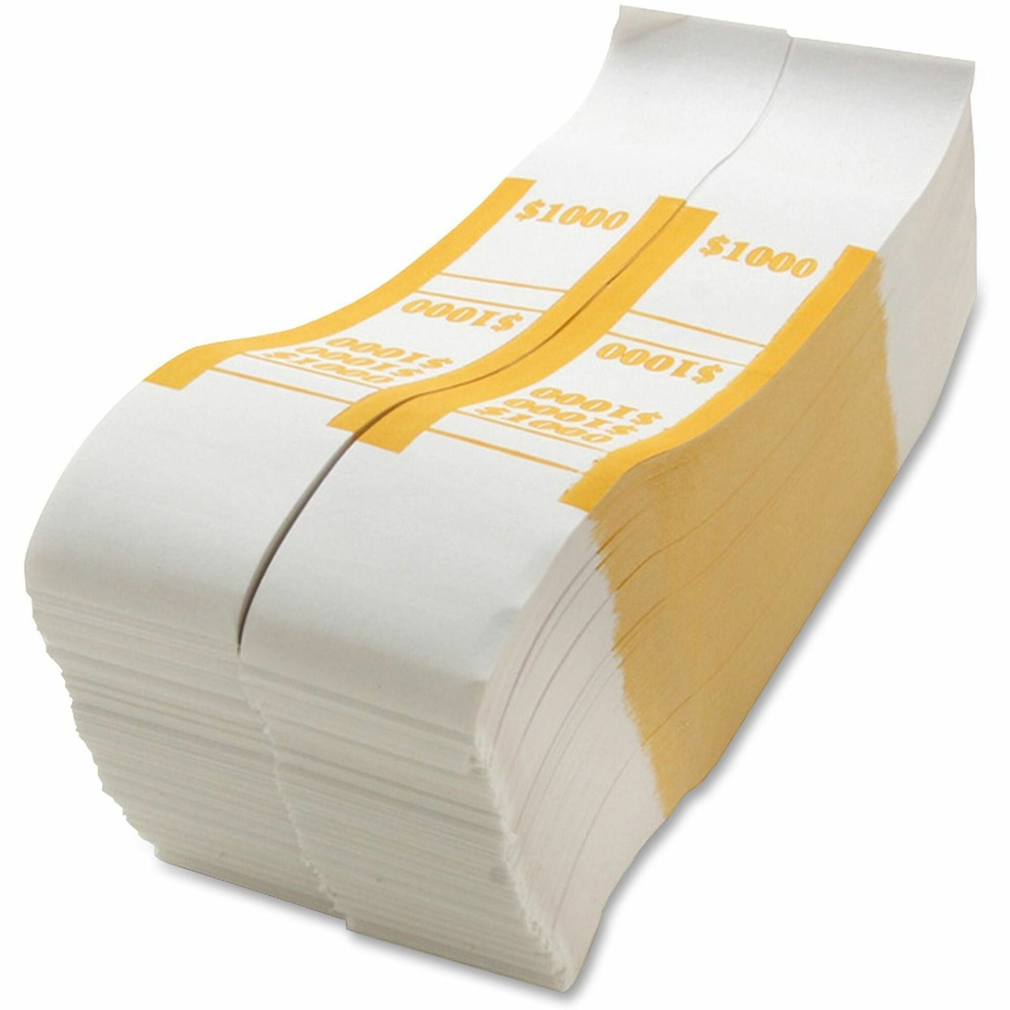 Sparco White Kraft ABA Bill Straps - 1000 Wrap(s)Total $1,000 in $10 Denomination - Kraft - Yellow - 1000 / Pack - 