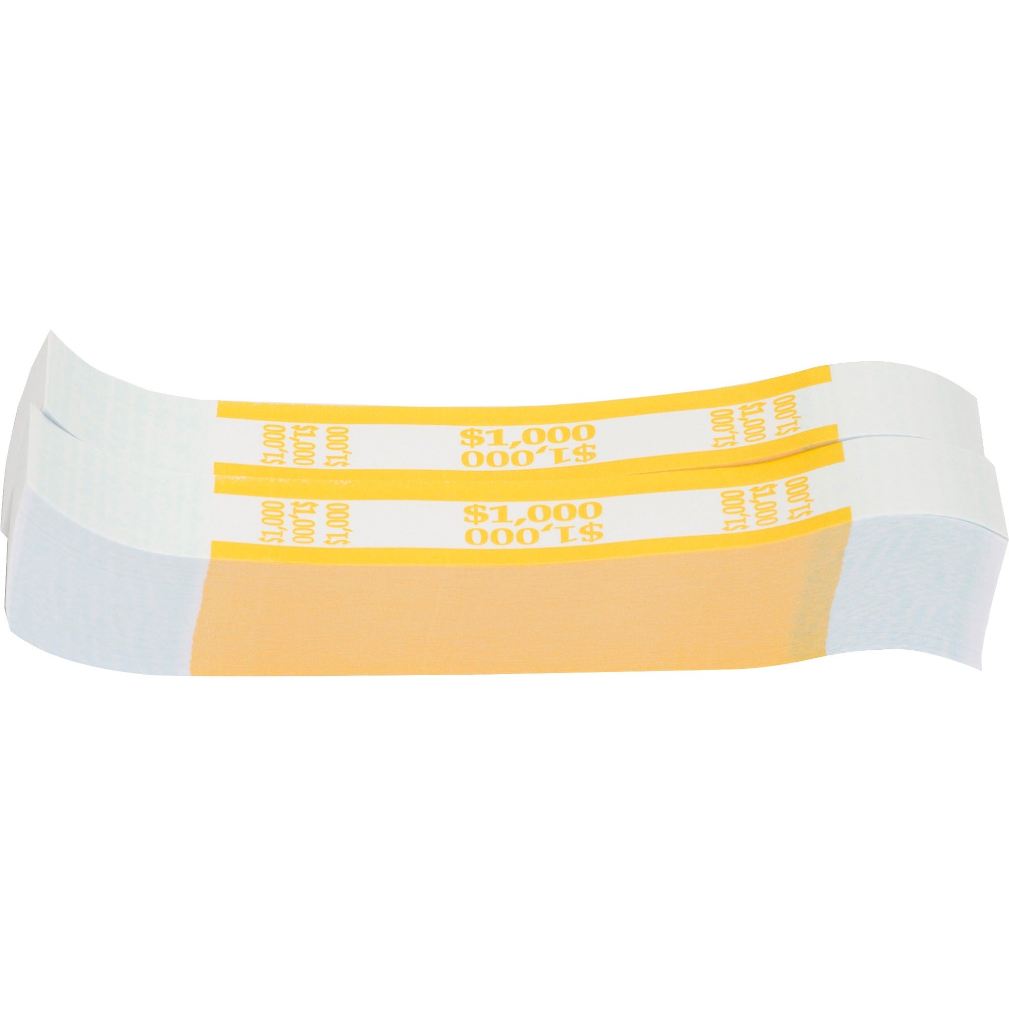 Sparco White Kraft ABA Bill Straps - 1000 Wrap(s)Total $1,000 in $10 Denomination - Kraft - Yellow - 1000 / Pack - 