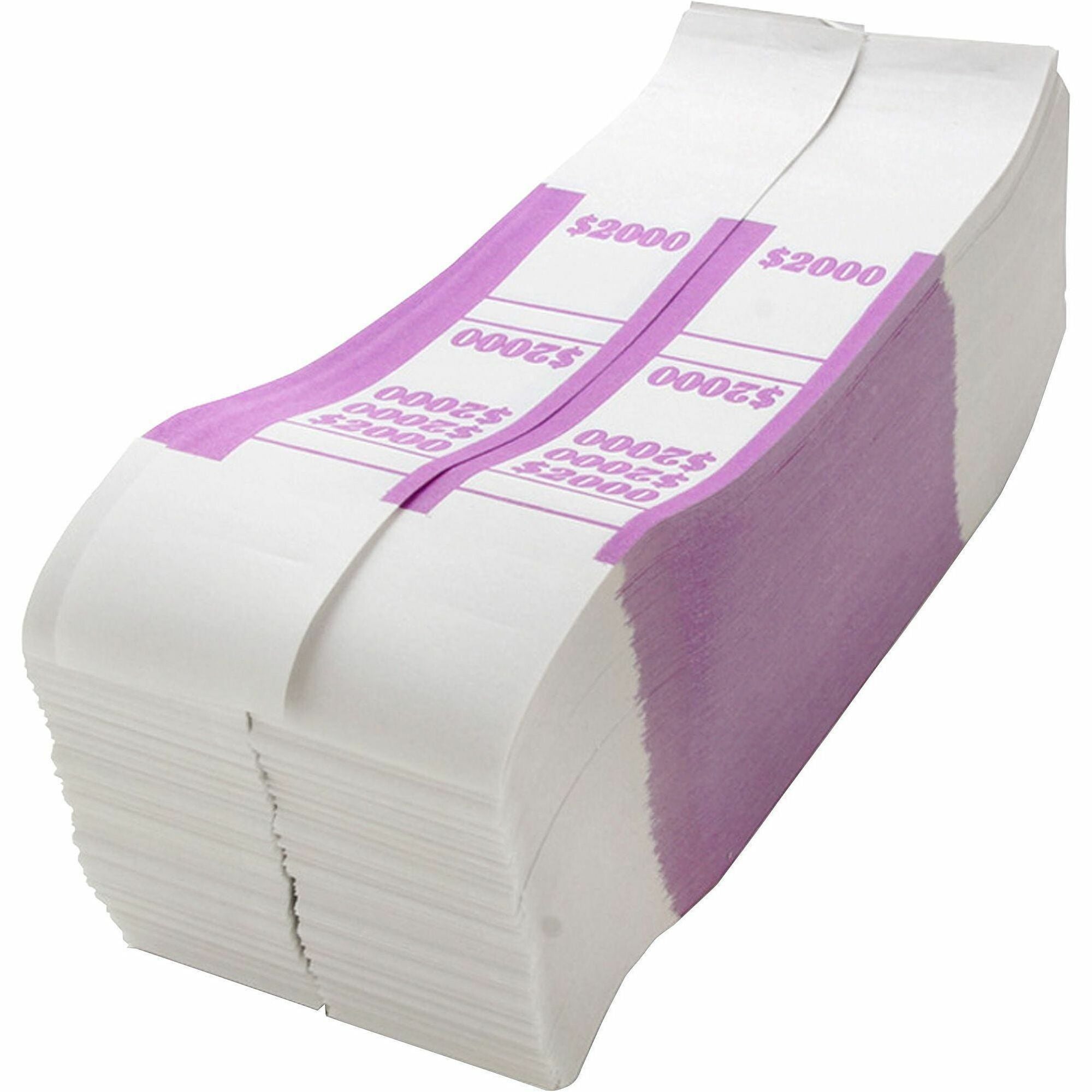 Sparco White Kraft ABA Bill Straps - 1000 Wrap(s)Total $2,000 in $20 Denomination - Kraft - Violet - 1000 / Pack - 