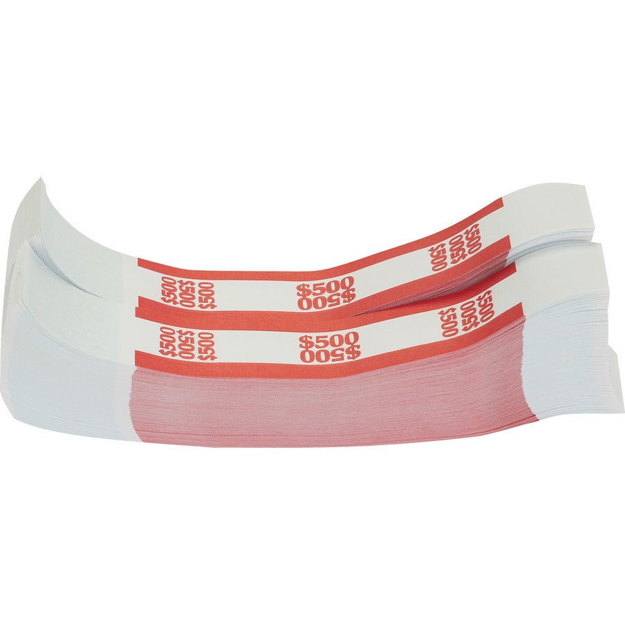 Sparco White Kraft ABA Bill Straps - 1000 Wrap(s)Total $500 in $5 Denomination - Kraft - Red - 1000 / Pack