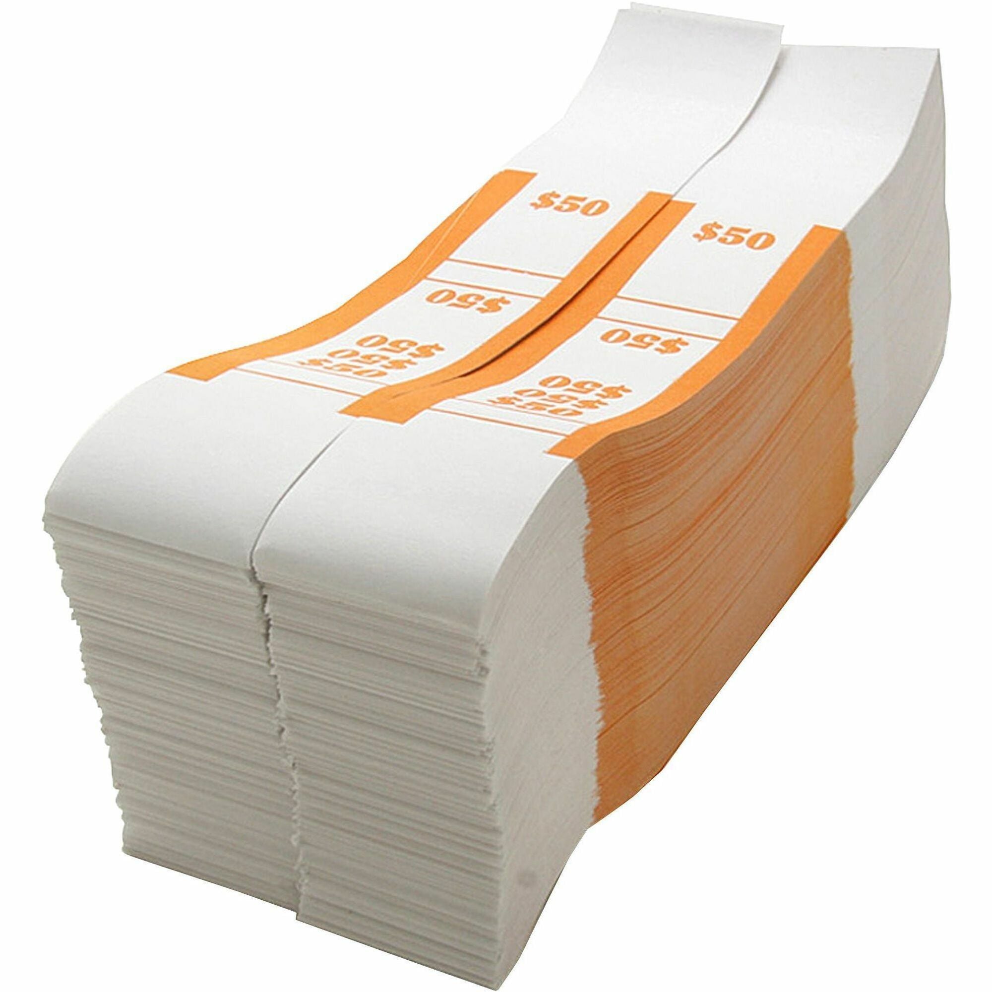 Sparco White Kraft ABA Bill Straps - 1000 Wrap(s)Total $50 in $1 Denomination - Kraft - Orange - 1000 / Pack - 