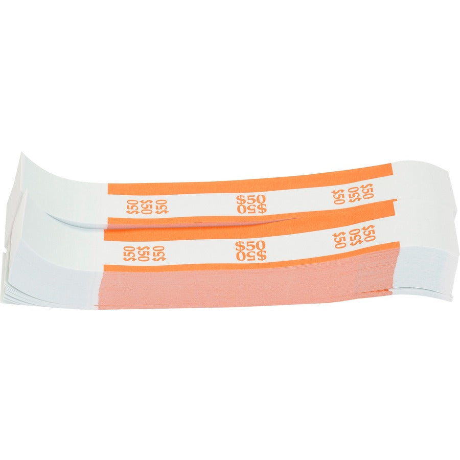 Sparco White Kraft ABA Bill Straps - 1000 Wrap(s)Total $50 in $1 Denomination - Kraft - Orange - 1000 / Pack