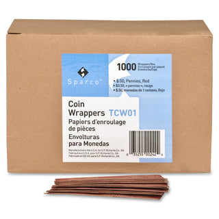 Sparco Flat Coin Wrappers - 1000 Wrap(s)Total $0.50 in 50 Coins of 1 Denomination - 60 lb Basis Weight - Kraft - Red - 1000 / Pack - 