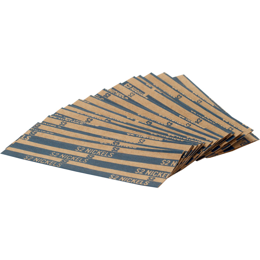 Sparco Flat Coin Wrappers - 1000 Wrap(s)Total $2.00 in 40 Coins of 5 Denomination - 60 lb Basis Weight - Kraft - Blue - 1000 / Box - 