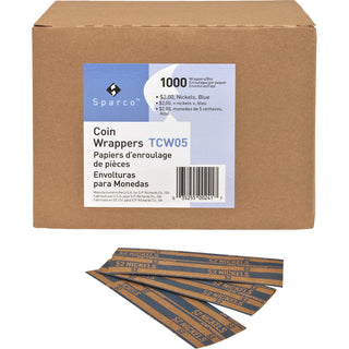 Sparco Flat Coin Wrappers - 1000 Wrap(s)Total $2.00 in 40 Coins of 5 Denomination - 60 lb Basis Weight - Kraft - Blue - 1000 / Box - 