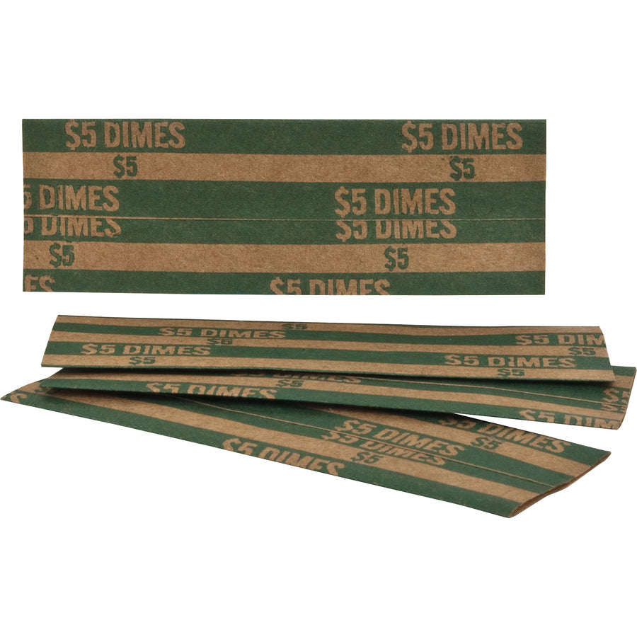 Sparco Flat Coin Wrappers - 1000 Wrap(s)Total $5.0 in 50 Coins of 10 Denomination - 60 lb Basis Weight - Kraft - Green - 1000 / Pack - 