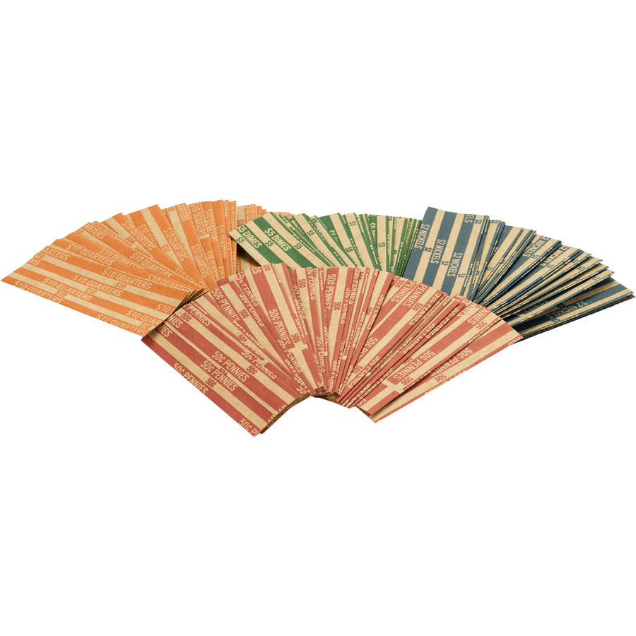 Sparco Flat Coin Wrappers - 1000 Wrap(s)Total $5.0 in 50 Coins of 10 Denomination - 60 lb Basis Weight - Kraft - Green - 1000 / Pack - 