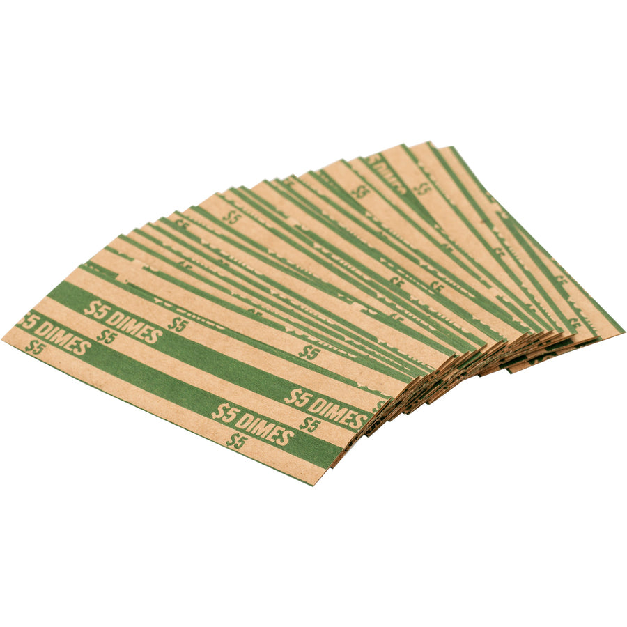 Sparco Flat Coin Wrappers - 1000 Wrap(s)Total $5.0 in 50 Coins of 10 Denomination - 60 lb Basis Weight - Kraft - Green - 1000 / Pack - 