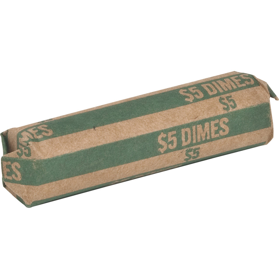 Sparco Flat Coin Wrappers - 1000 Wrap(s)Total $5.0 in 50 Coins of 10 Denomination - 60 lb Basis Weight - Kraft - Green - 1000 / Pack - 
