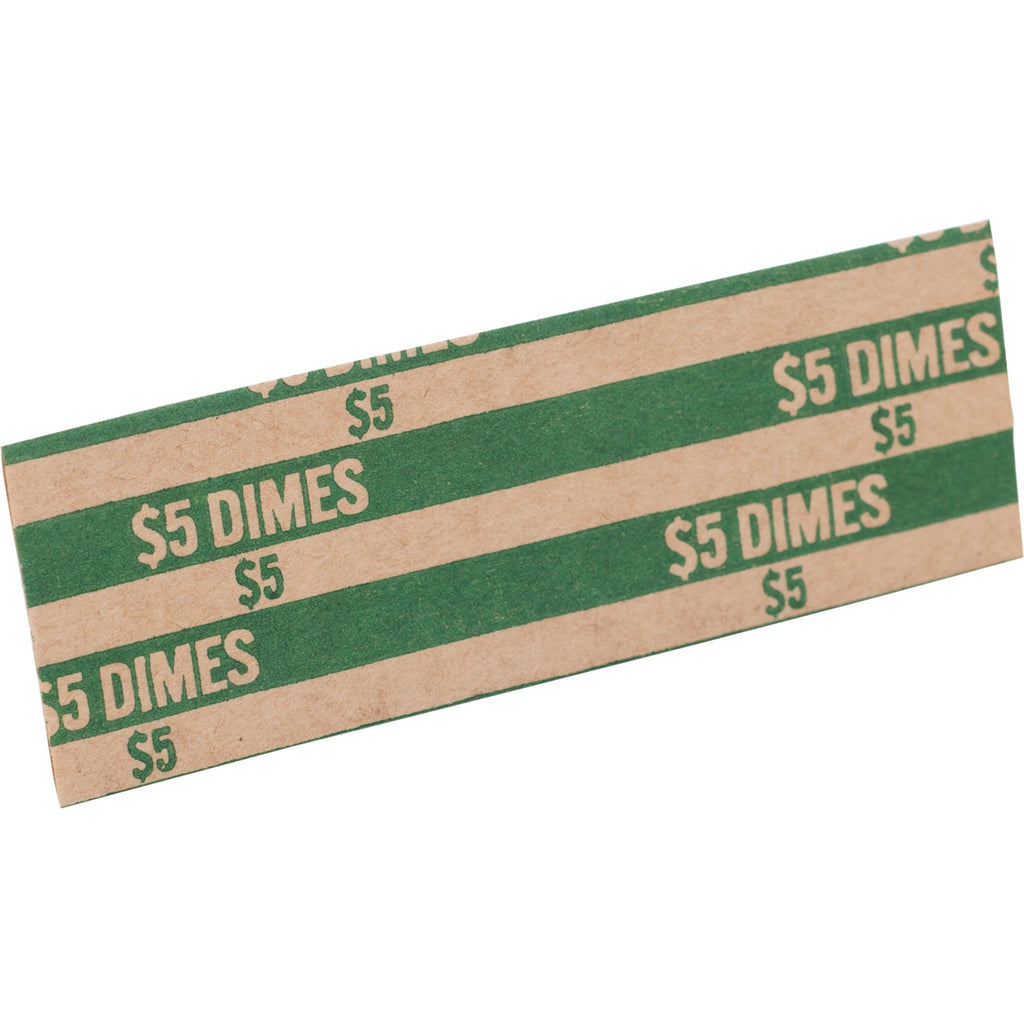 Sparco Flat Coin Wrappers - 1000 Wrap(s)Total $5.0 in 50 Coins of 10 Denomination - 60 lb Basis Weight - Kraft - Green - 1000 / Pack - 