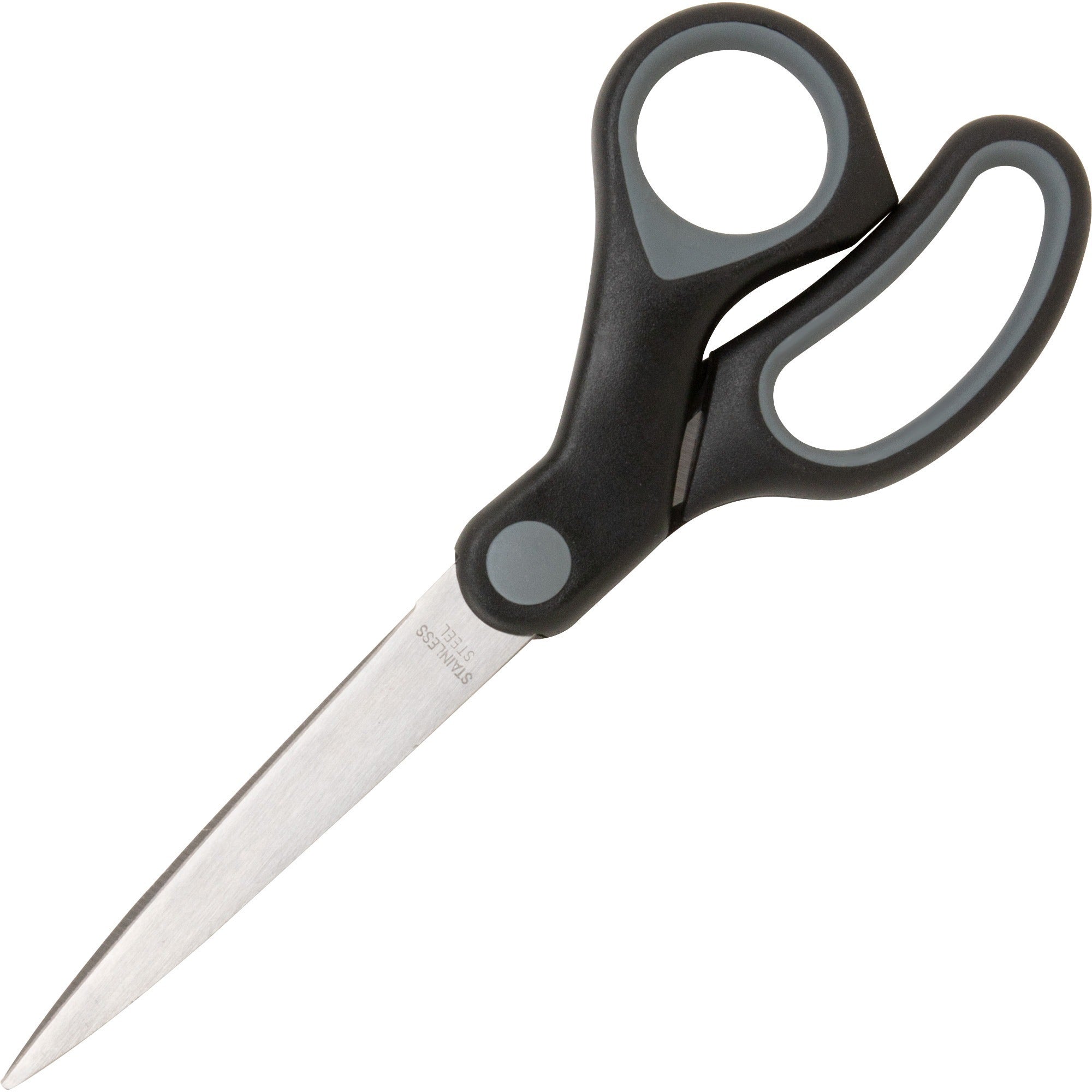 Sparco Straight Scissors w/Rubber Grip Handle - 8" Overall Length - Straight - Stainless Steel - Black, Gray - 1 Each - 