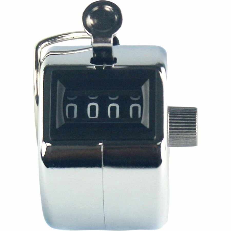 Sparco Finger Ring Tally Counter - 4 Digit - Finger Ring - Handheld - Chrome Plated Steel - Silver