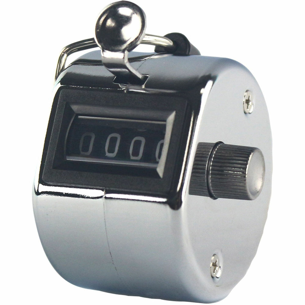 Sparco Finger Ring Tally Counter - 4 Digit - Finger Ring - Handheld - Chrome Plated Steel - Silver