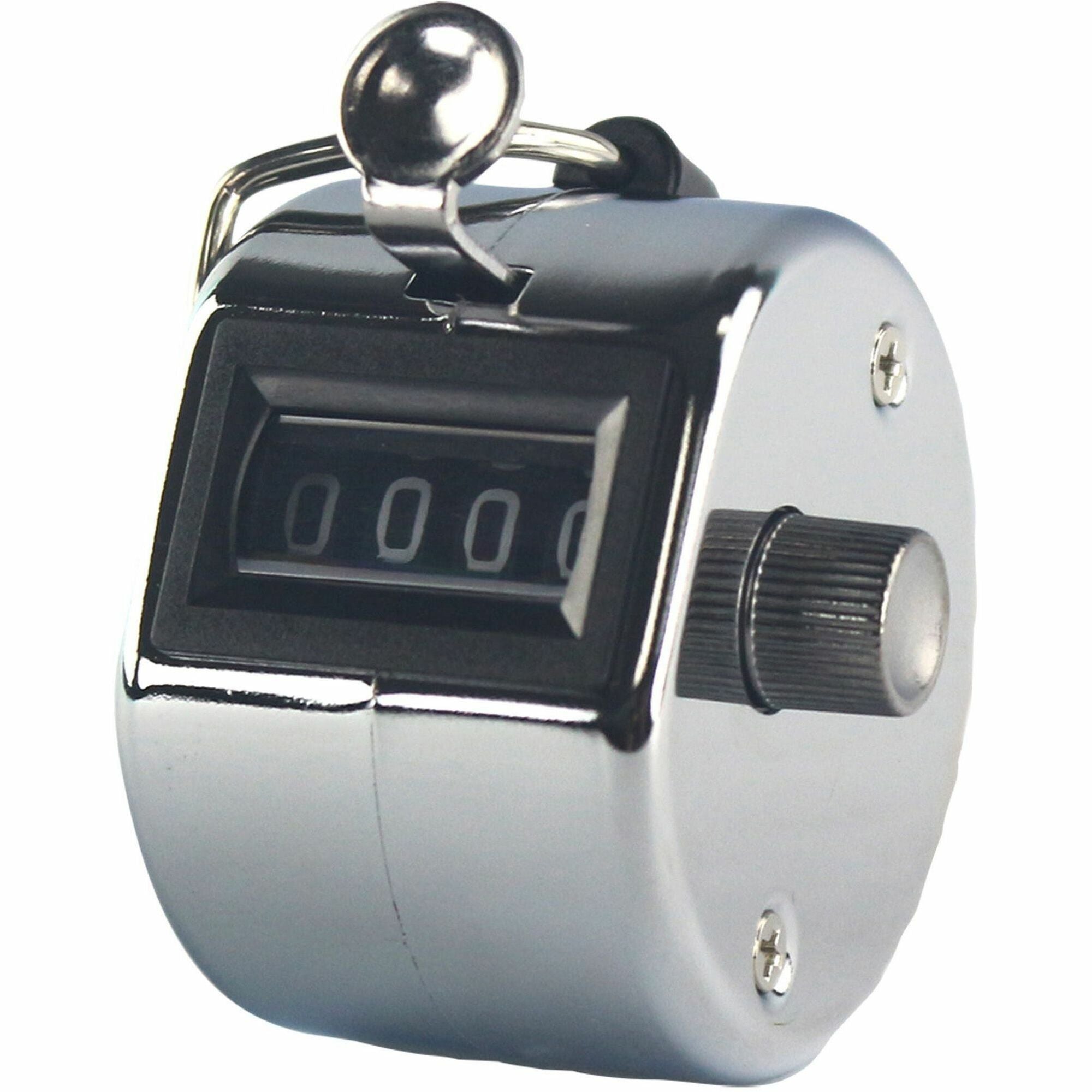 Sparco Finger Ring Tally Counter - 4 Digit - Finger Ring - Handheld - Chrome Plated Steel - Silver