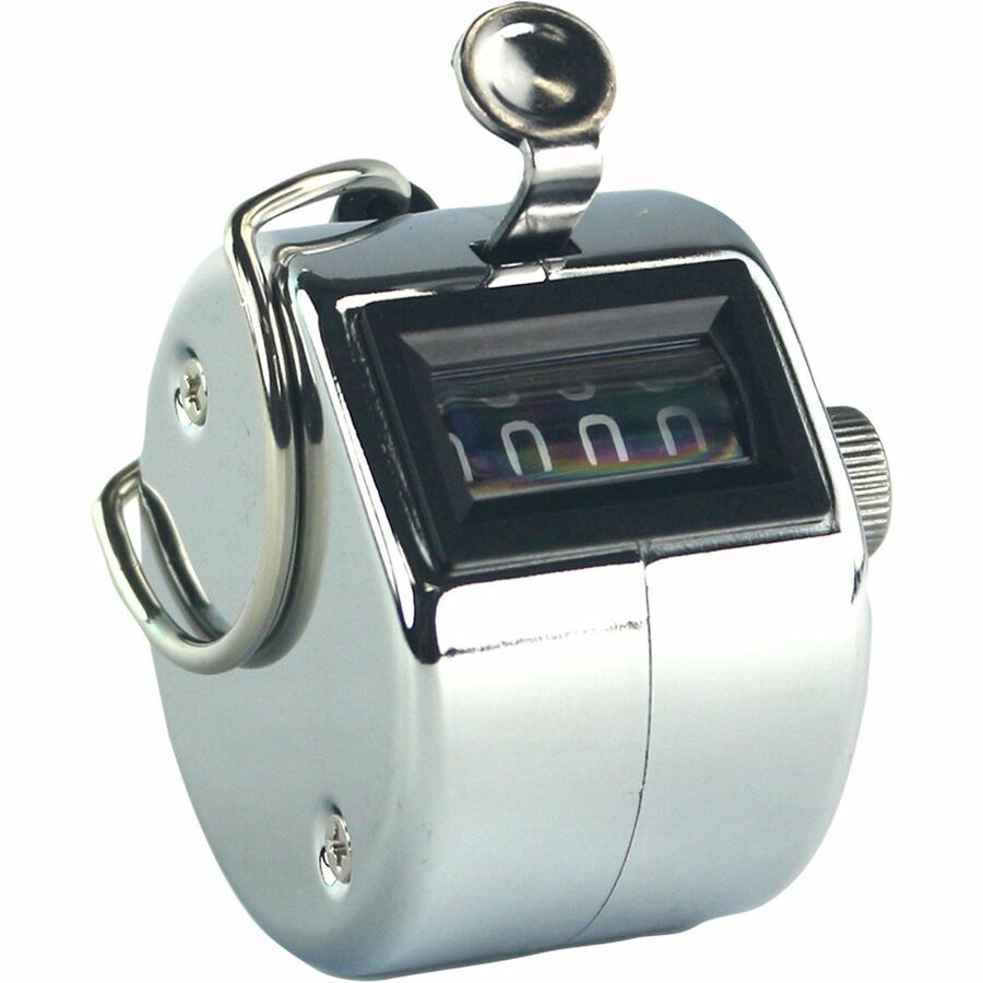Sparco Finger Ring Tally Counter - 4 Digit - Finger Ring - Handheld - Chrome Plated Steel - Silver