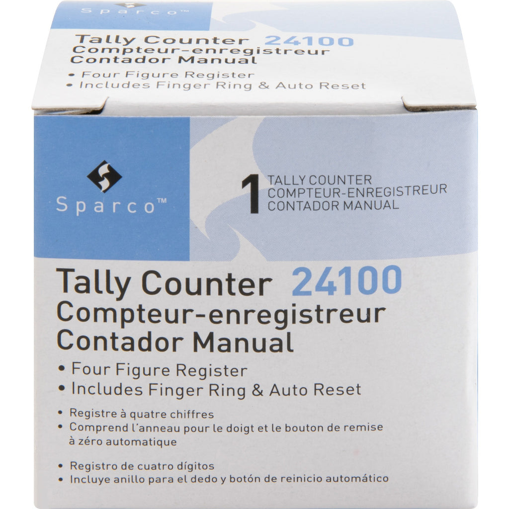 Sparco Finger Ring Tally Counter - 4 Digit - Finger Ring - Handheld - Chrome Plated Steel - Silver - 