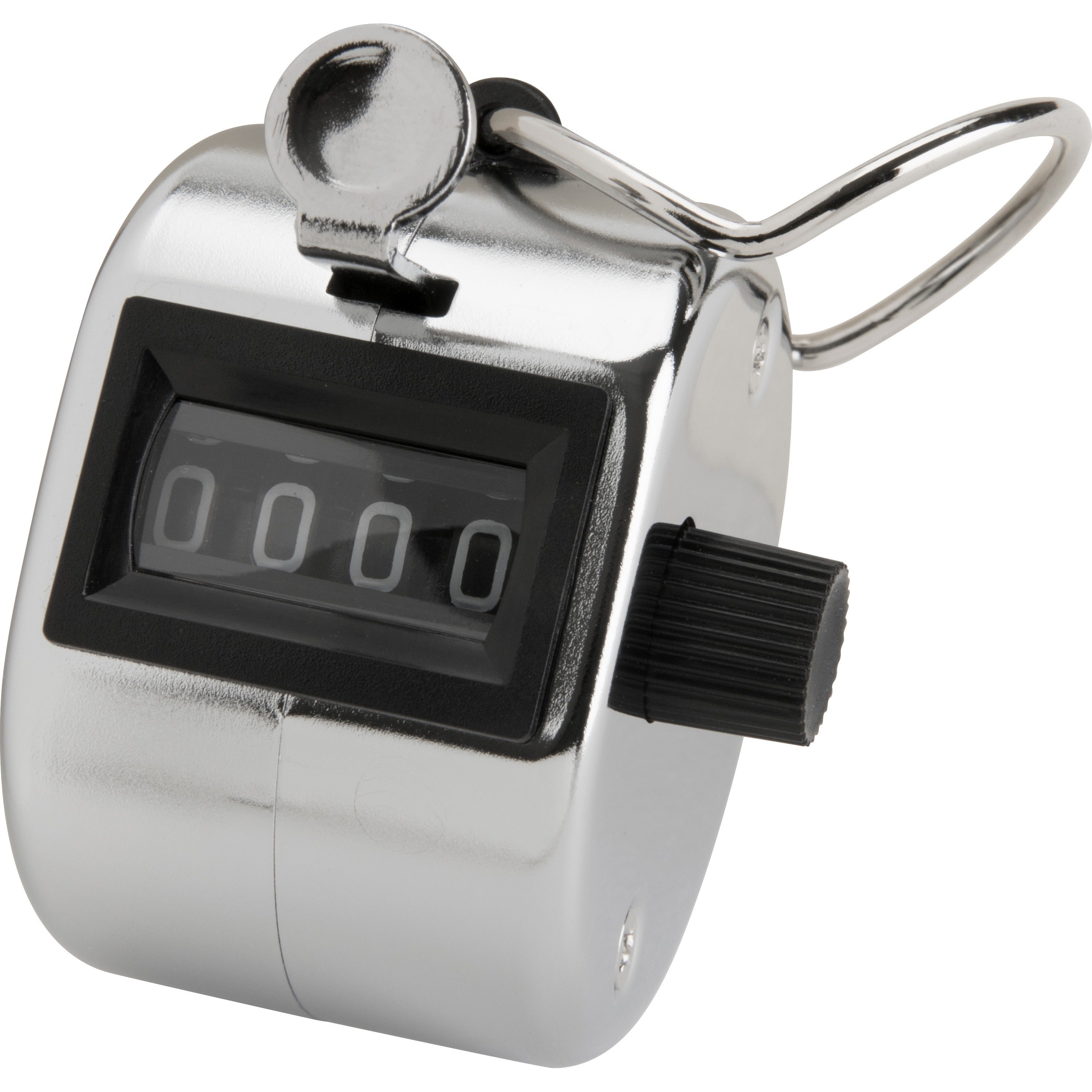 Sparco Finger Ring Tally Counter - 4 Digit - Finger Ring - Handheld - Chrome Plated Steel - Silver - 