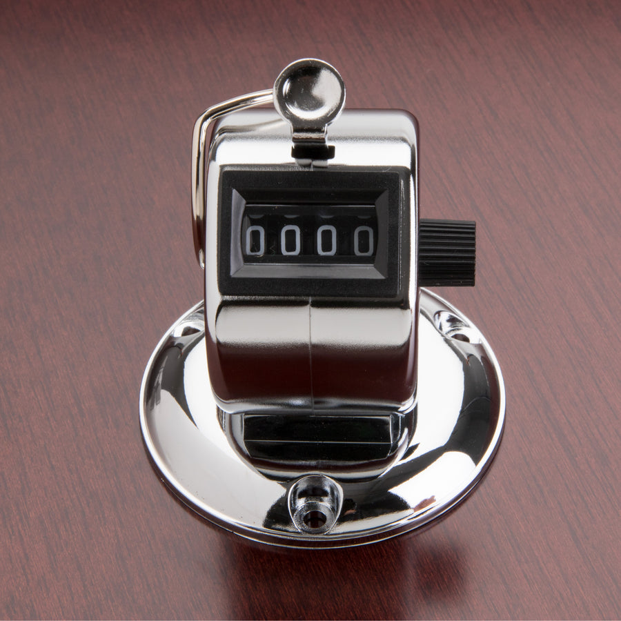 Sparco Tally Counters - 4 Digit - Finger Ring - Desktop - Chrome Plated Steel - Silver - 