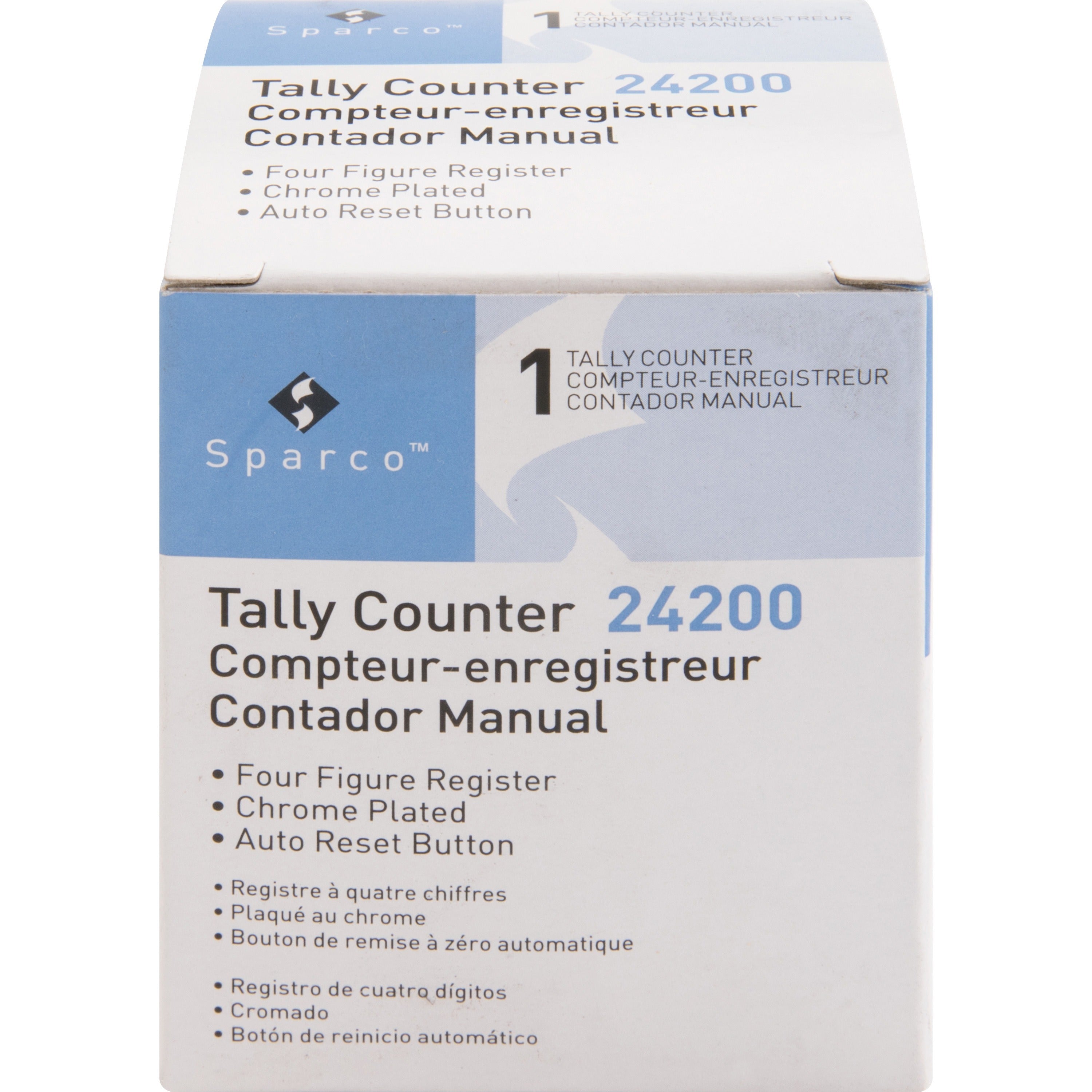 Sparco Tally Counters - 4 Digit - Finger Ring - Desktop - Chrome Plated Steel - Silver - 
