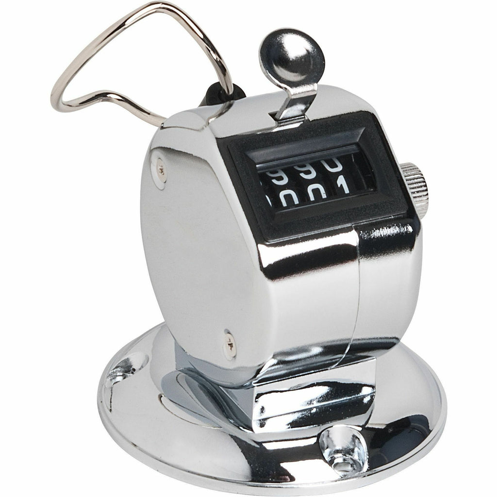 Sparco Tally Counters - 4 Digit - Finger Ring - Desktop - Chrome Plated Steel - Silver - 