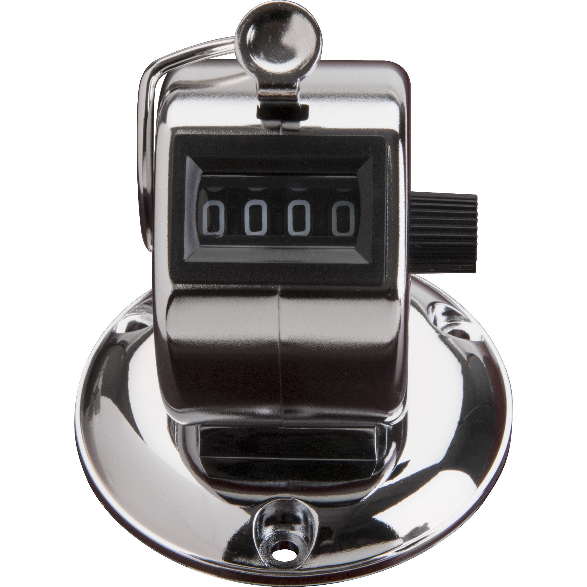 Sparco Tally Counters - 4 Digit - Finger Ring - Desktop - Chrome Plated Steel - Silver - 
