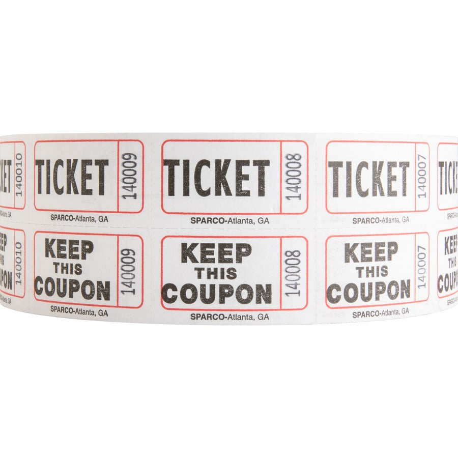 Sparco Roll Tickets - White - 2000/Roll