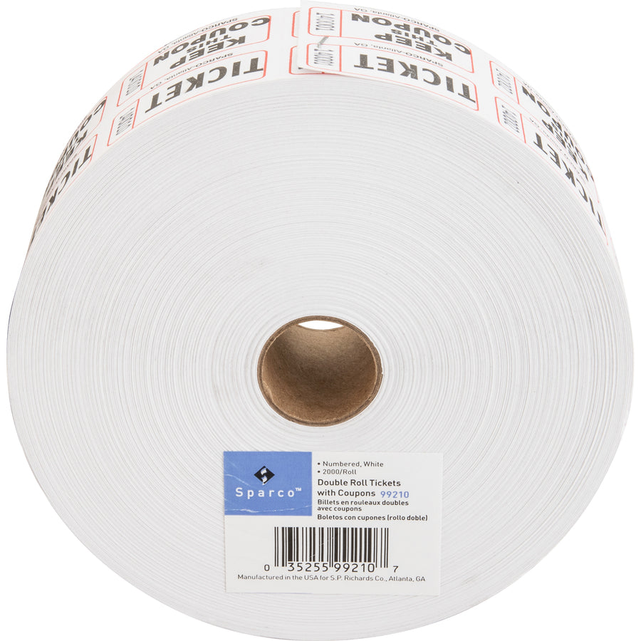 Sparco Roll Tickets - White - 2000/Roll - 