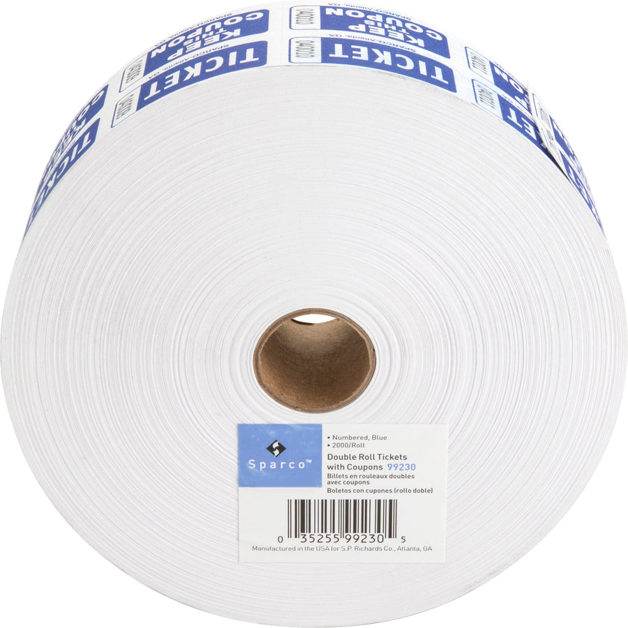 Sparco Roll Tickets - Blue - 2000/Roll - 