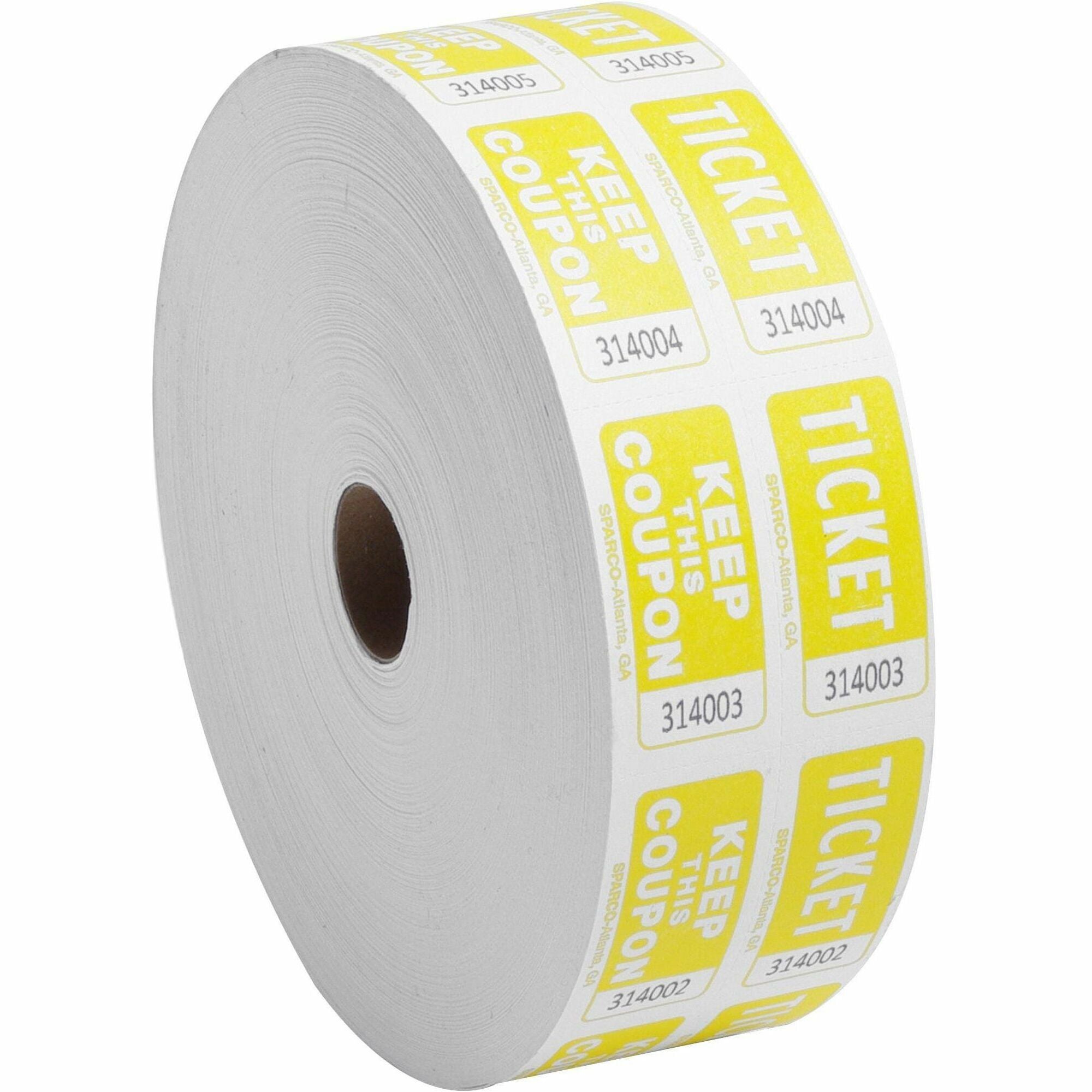 Sparco Roll Tickets - Yellow - 2000/Roll - 