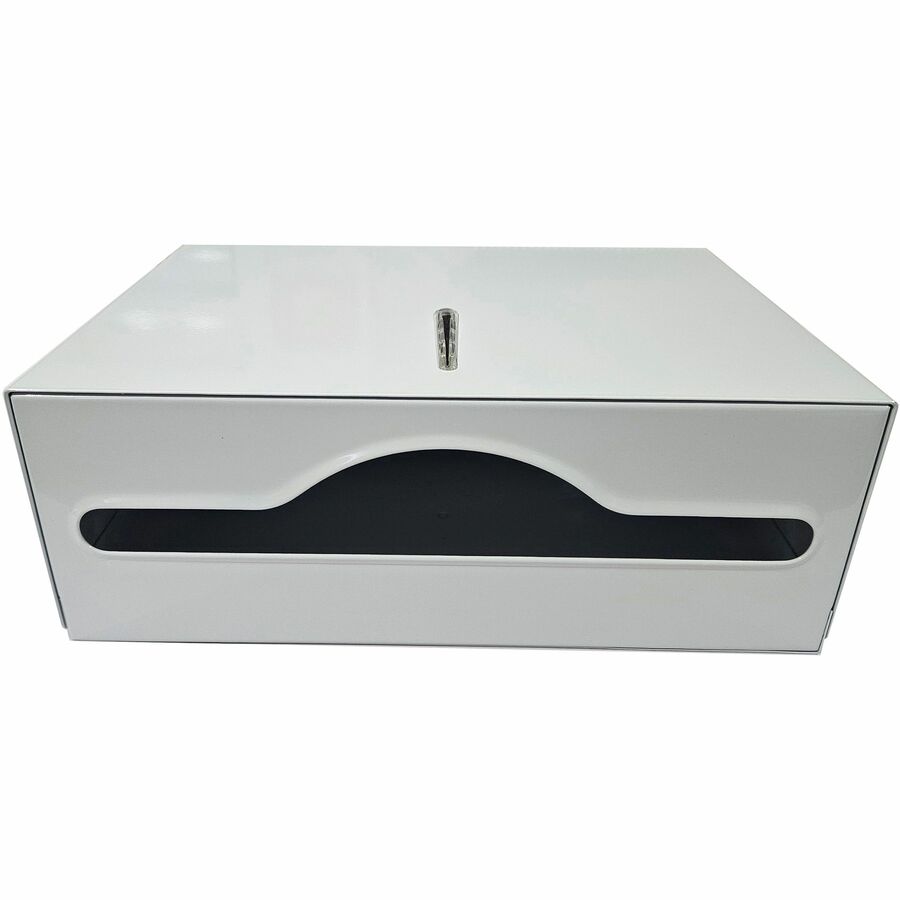 Genuine Joe C-Fold/Multi-fold Towel Dispenser Cabinet - C Fold, Multifold Dispenser - 13.5" Height x 11" Width x 4.3" Depth - Stainless Steel, Metal - White - Wall Mountable - 1 Each