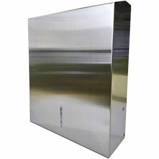 Genuine Joe C-Fold/Multi-fold Towel Dispenser Cabinet - C Fold, Multifold Dispenser - 13.5" Height x 11" Width x 4.3" Depth - Stainless Steel, Metal - Silver - Wall Mountable - 1 Each