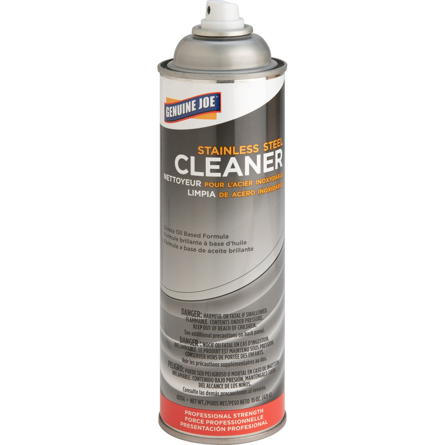 Genuine Joe Stainless Steel Cleaner - For Metal Surface - 15 fl oz (0.5 quart)Can - 1 Each - Pleasant Scent, Luster - Multi - 