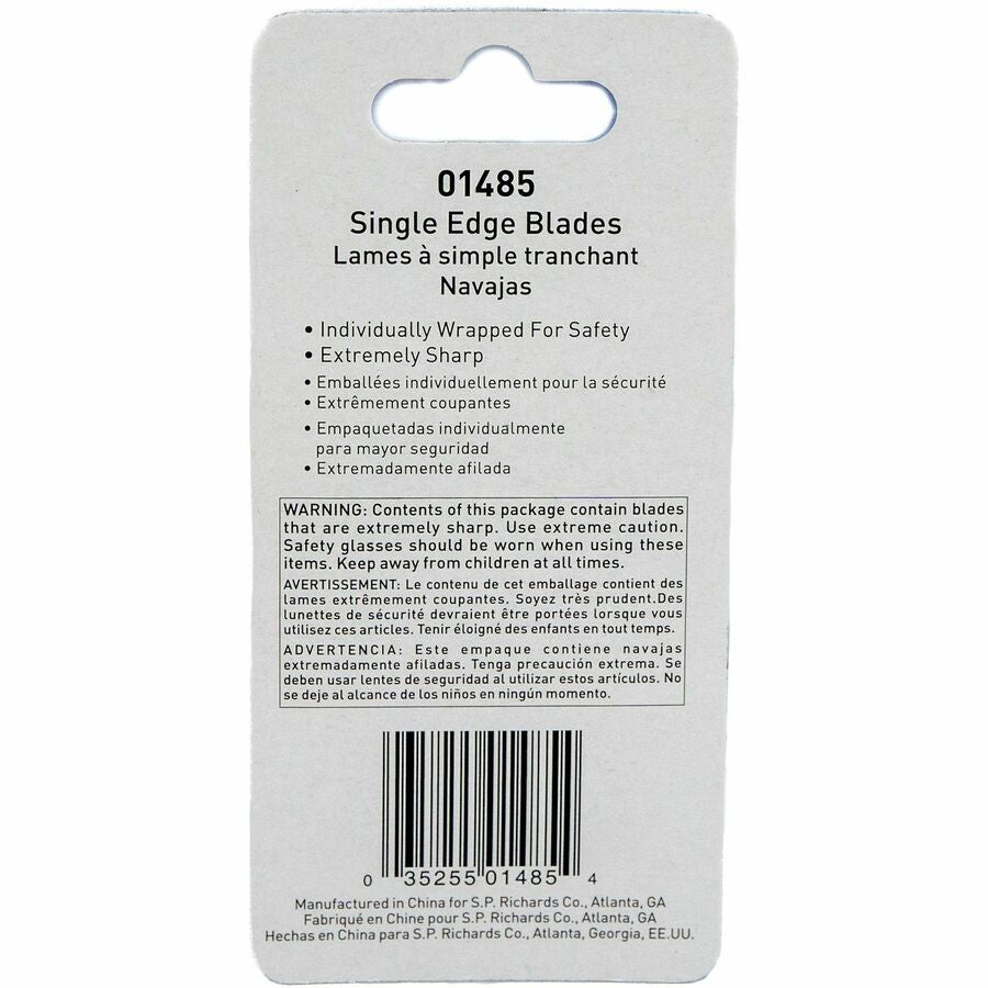 Sparco Tap-Action Razor Knife Refill Blades - 1.50" Length x 1" Thickness - Straight Style - Steel - 5 / Pack - Stainless Steel