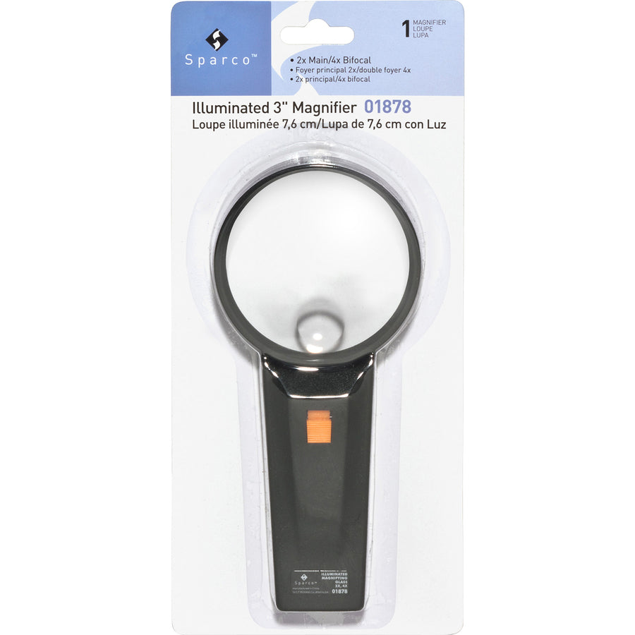 Sparco Illuminated Magnifier - Magnifying Area 3" Diameter - 