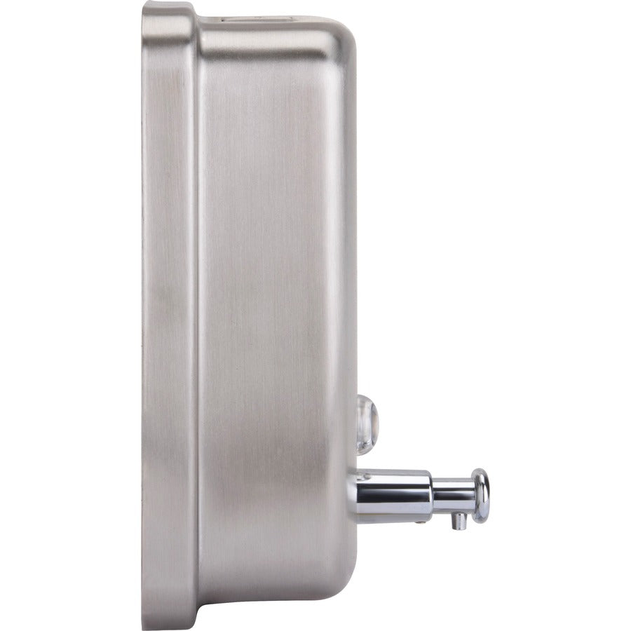 Genuine Joe Liquid/Lotion Soap Dispenser - Manual - 31.50 fl oz Capacity - Corrosion Resistant, Wall Mountable, Rust Proof - Stainless Steel - 1Each