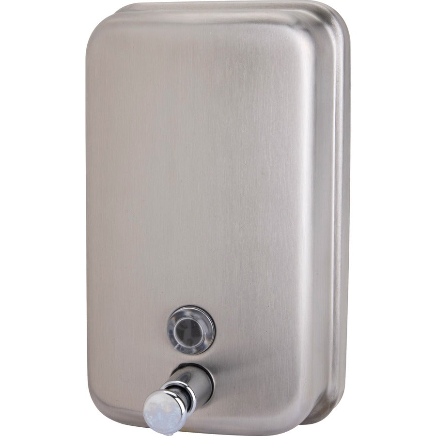 Genuine Joe Liquid/Lotion Soap Dispenser - Manual - 31.50 fl oz Capacity - Corrosion Resistant, Wall Mountable, Rust Proof - Stainless Steel - 1Each