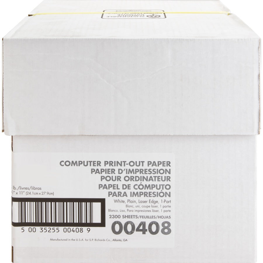 Sparco Perforated Blank Computer Paper - 8 1/2" x 11" - 20 lb Basis Weight - 230 / Carton - Perforated - White