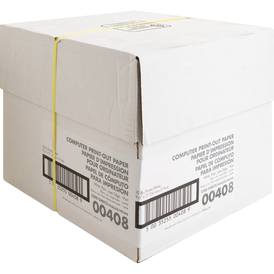Sparco Perforated Blank Computer Paper - 8 1/2" x 11" - 20 lb Basis Weight - 230 / Carton - Perforated - White