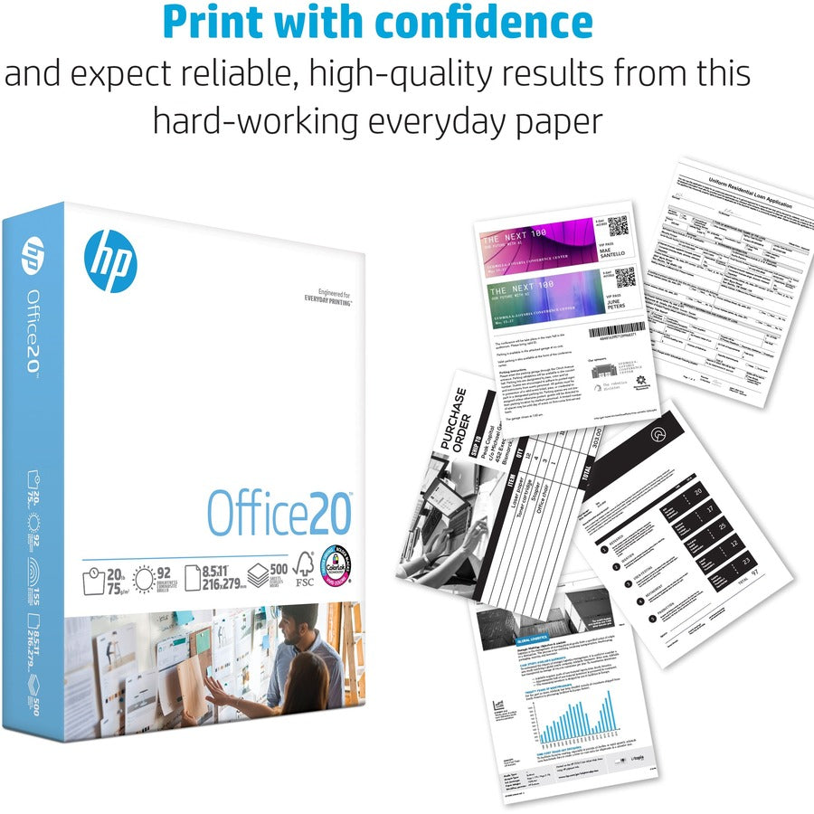 Office20 Paper, 92 Bright, 20 lb Bond Weight, 8.5 x 14, White, 500/Ream