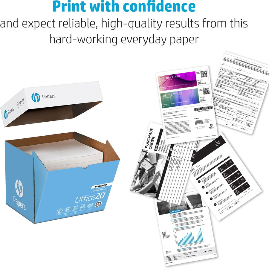 Office20 Paper, 92 Bright, 20 lb Bond Weight, 8.5 x 11, White, 2, 500/Carton