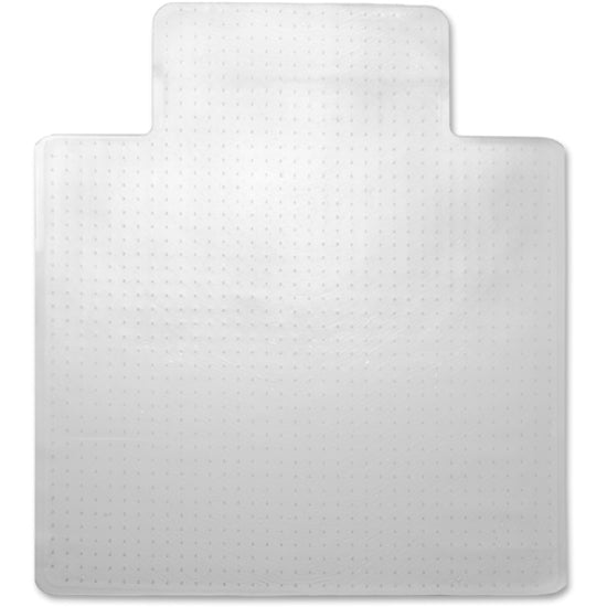 Lorell Low Pile Wide Lip Economy Chairmat - Carpeted Floor - 53" Length x 45" Width x 0.095" Thickness - Lip Size 12" Length x 25" Width - Vinyl - Clear - 1Each - 