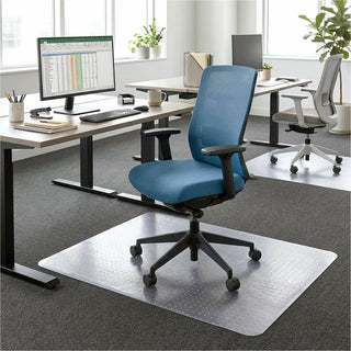 Lorell Low-Pile Economy Chairmat - Carpeted Floor - 60" Length x 46" Width x 0.095" Thickness - Rectangular - Vinyl - Clear - 1Each
