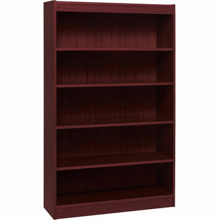 Lorell Panel End Hardwood Veneer Bookcase - 36" x 12" x 60" - 5 x Shelf(ves) - 550 lb Load Capacity - Mahogany - Laminate - Wood - Assembly Required - 