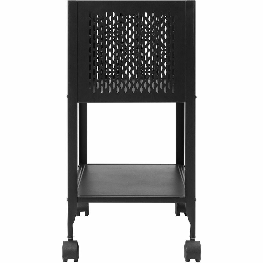 Lorell Mesh Rolling File - 4 Casters - Steel - x 13.3" Width x 24.2" Depth x 27.7" Height - Black - 1 Each