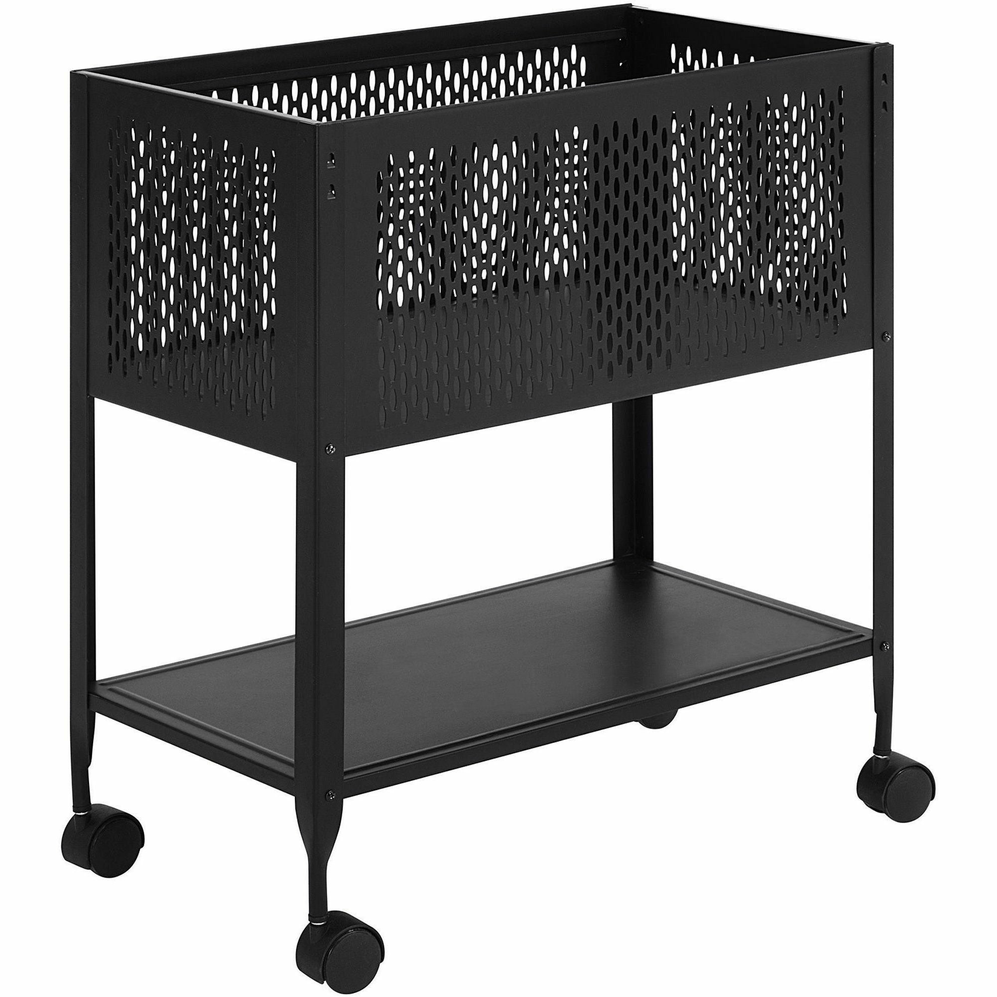 Lorell Mesh Rolling File - 4 Casters - Steel - x 13.3" Width x 24.2" Depth x 27.7" Height - Black - 1 Each - 4