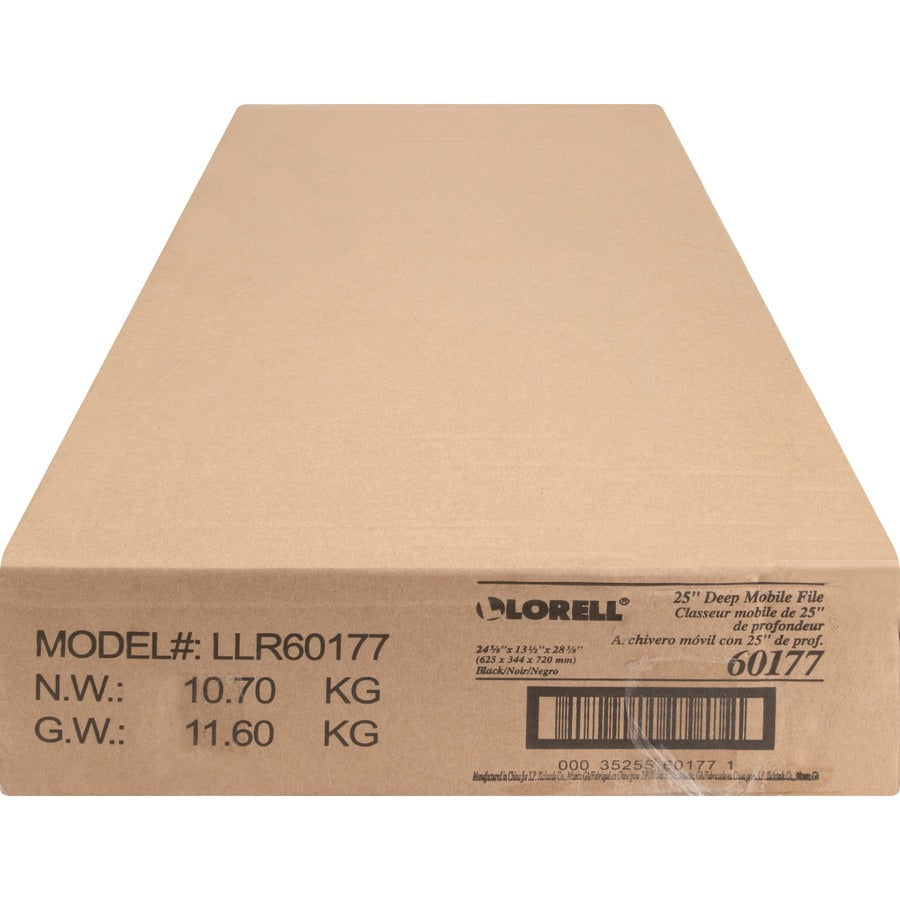 Lorell Standard Mobile File - 4 Casters - x 13.5" Width x 24.8" Depth x 28.3" Height - Black - 1 Each