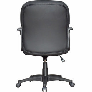 Lorell Tufted Managerial Mid-Back Office Chair - Black Leather Seat - Black Frame - 5-star Base - Black - 1 Each
